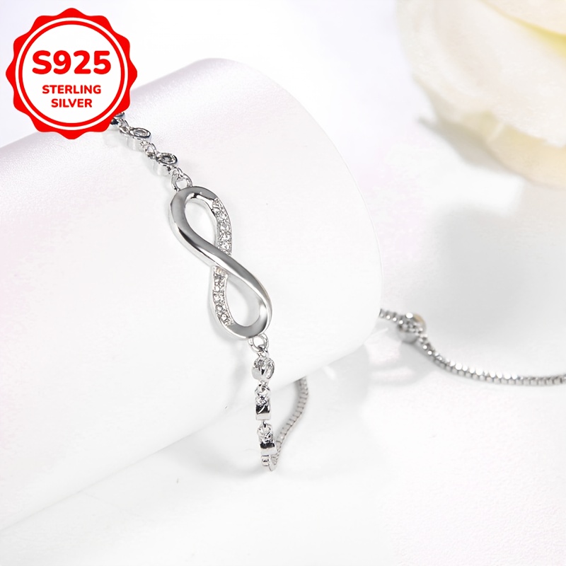 S925 Silver Infinity Loop Bracelet - Adjustable Sexy Design